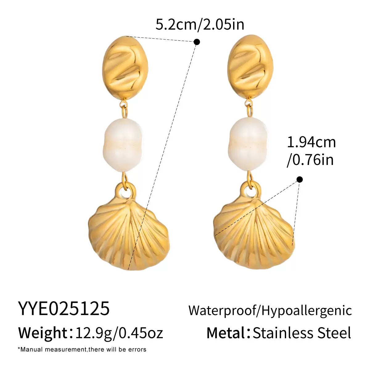 Shell freshwater pearls earrings