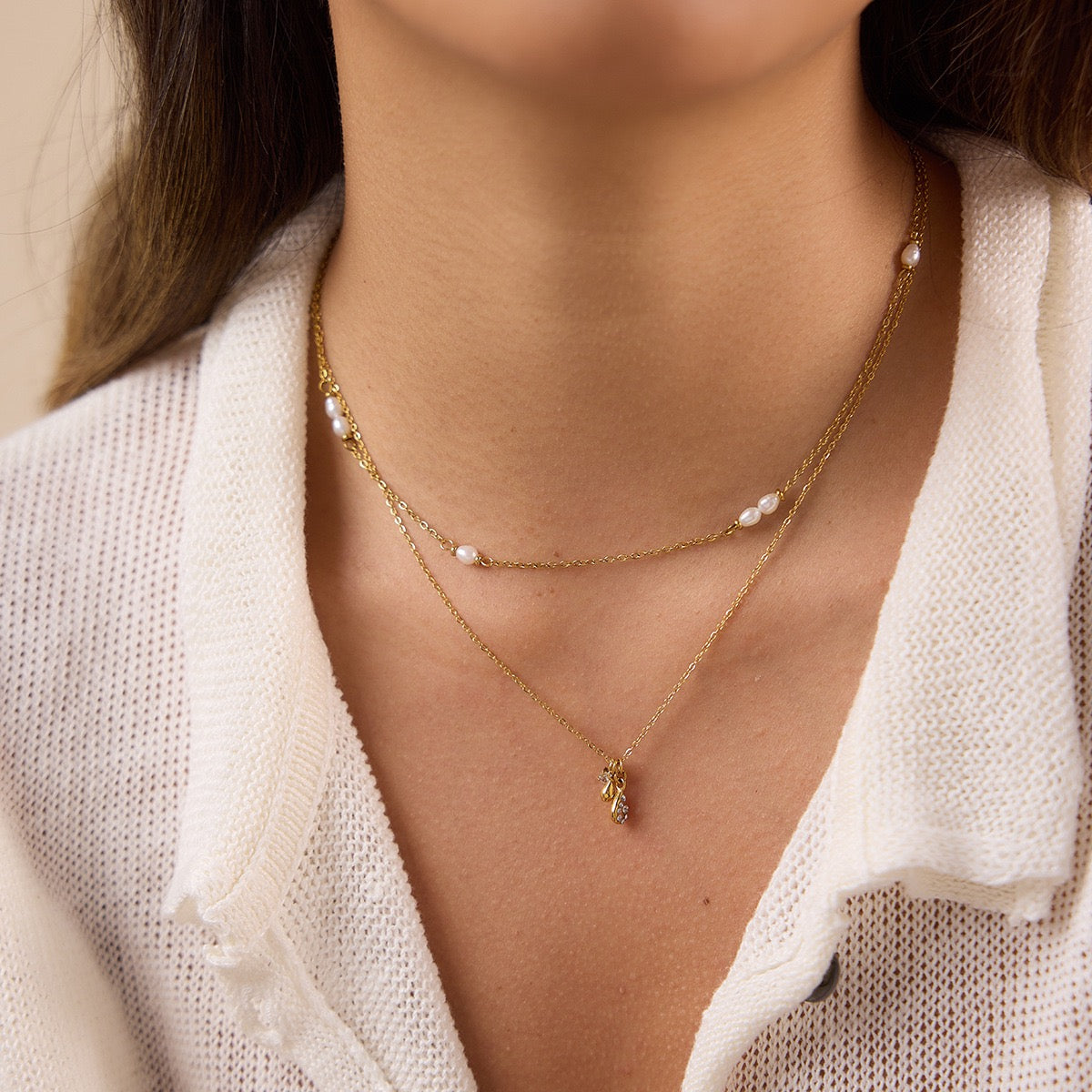 Dainty pearly necklaces