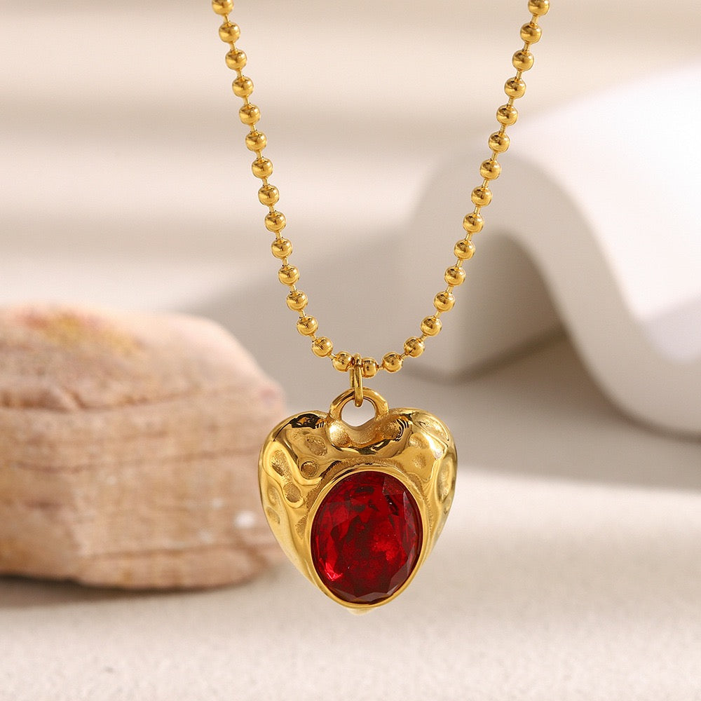 Apple of my eye red heart necklace