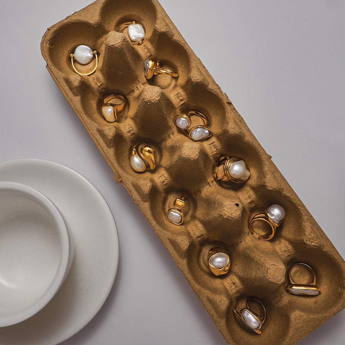 White pearly rings collection