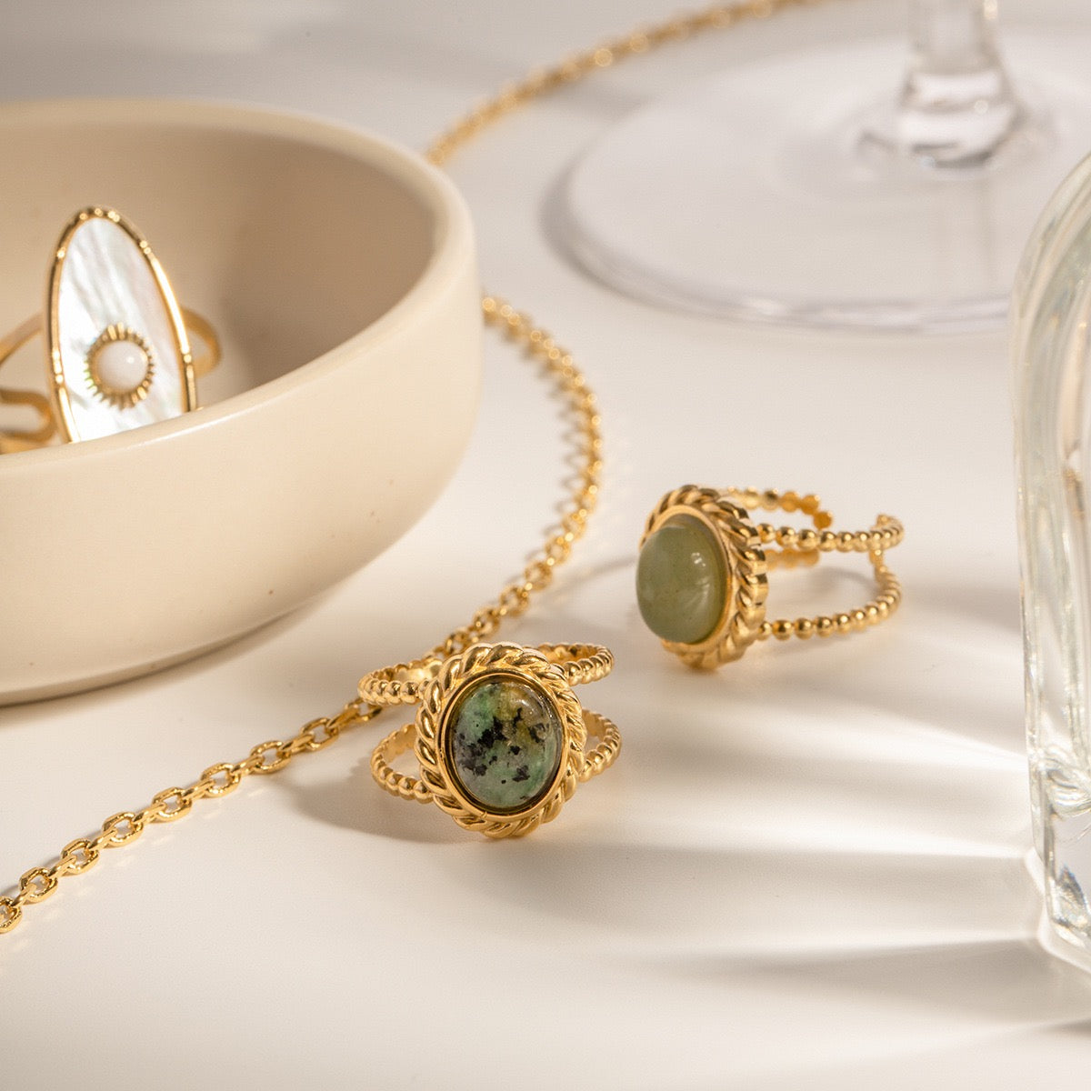 Green gems rings