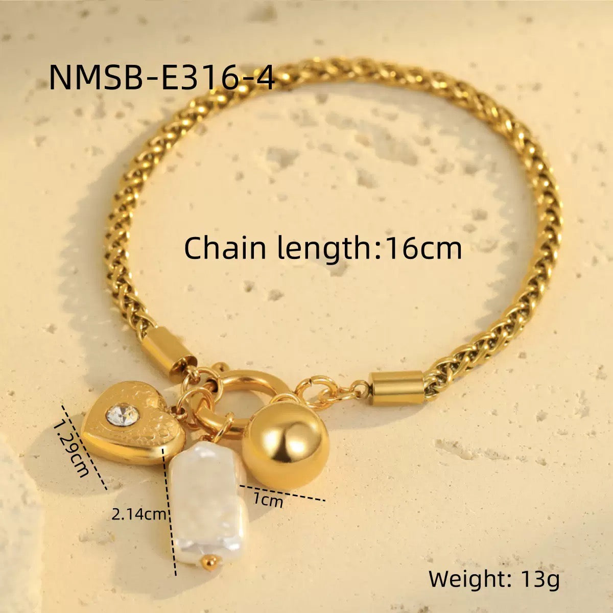 Blue shell charm bracelet