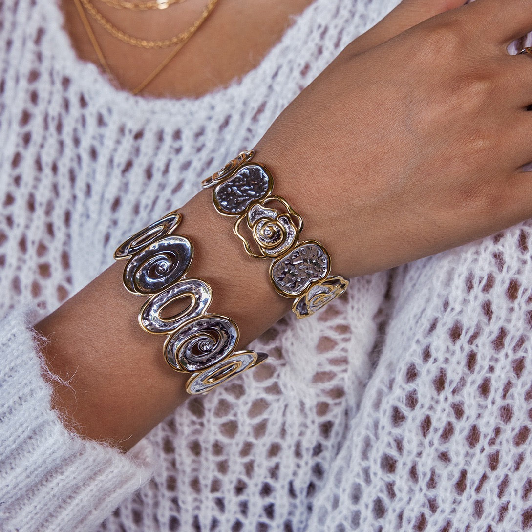 Two tones big statement bangle