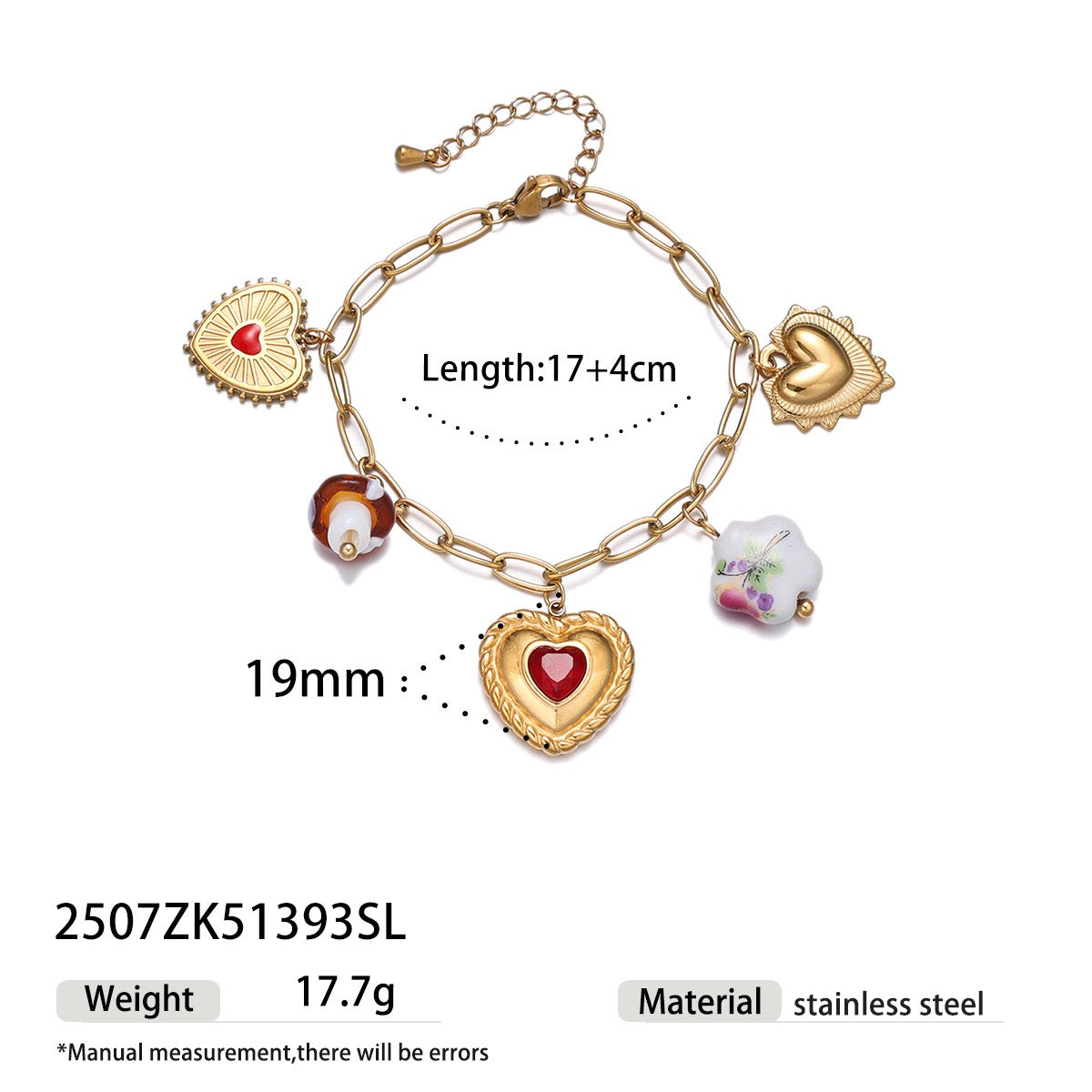 Red heart charm set