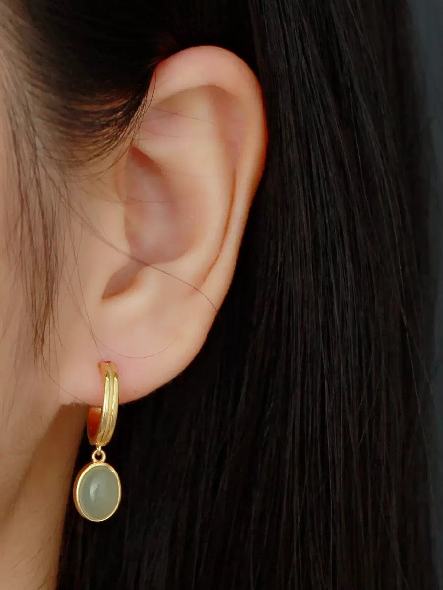Colorful stones leaf earrings