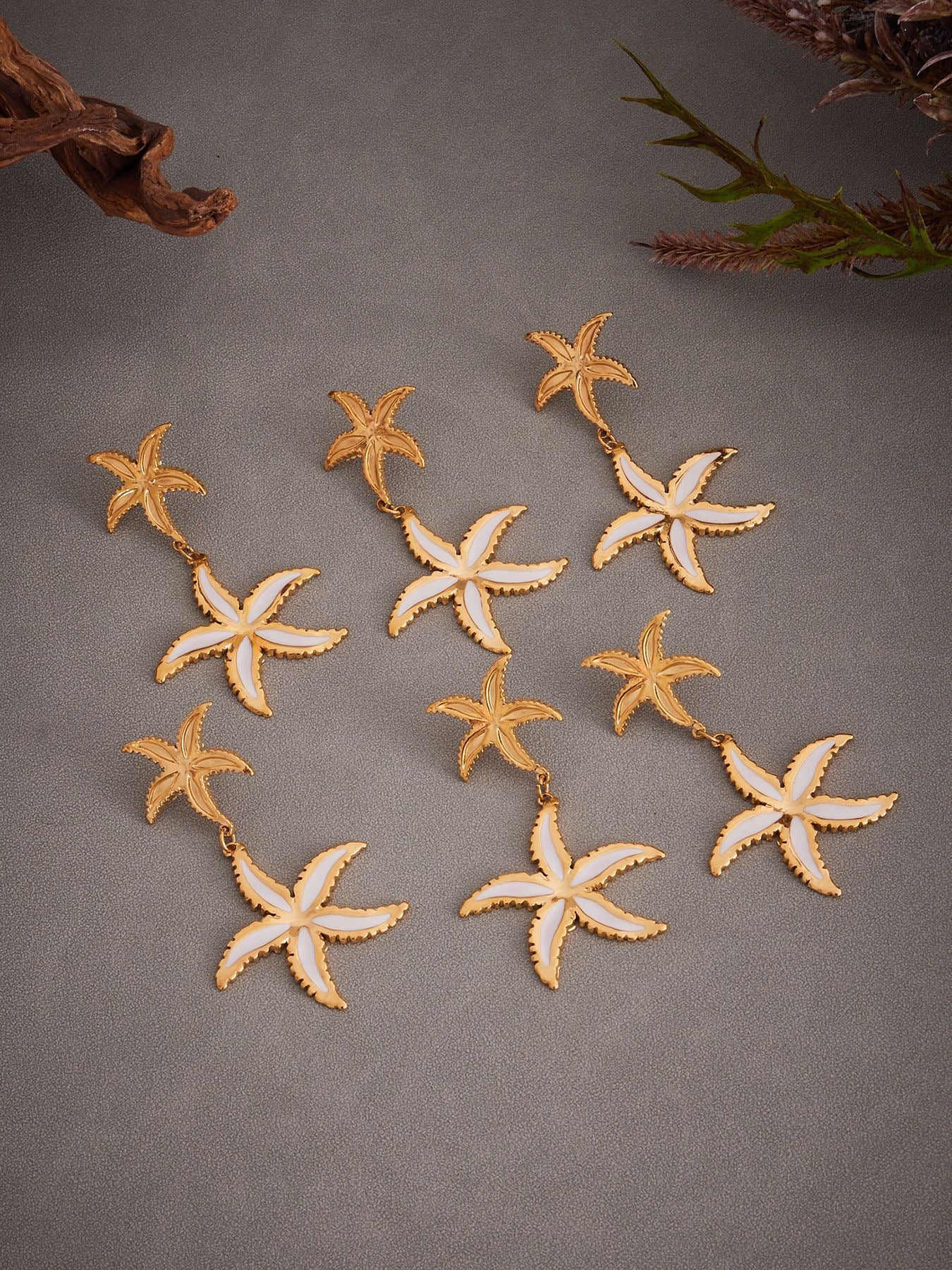 White starfish earrings