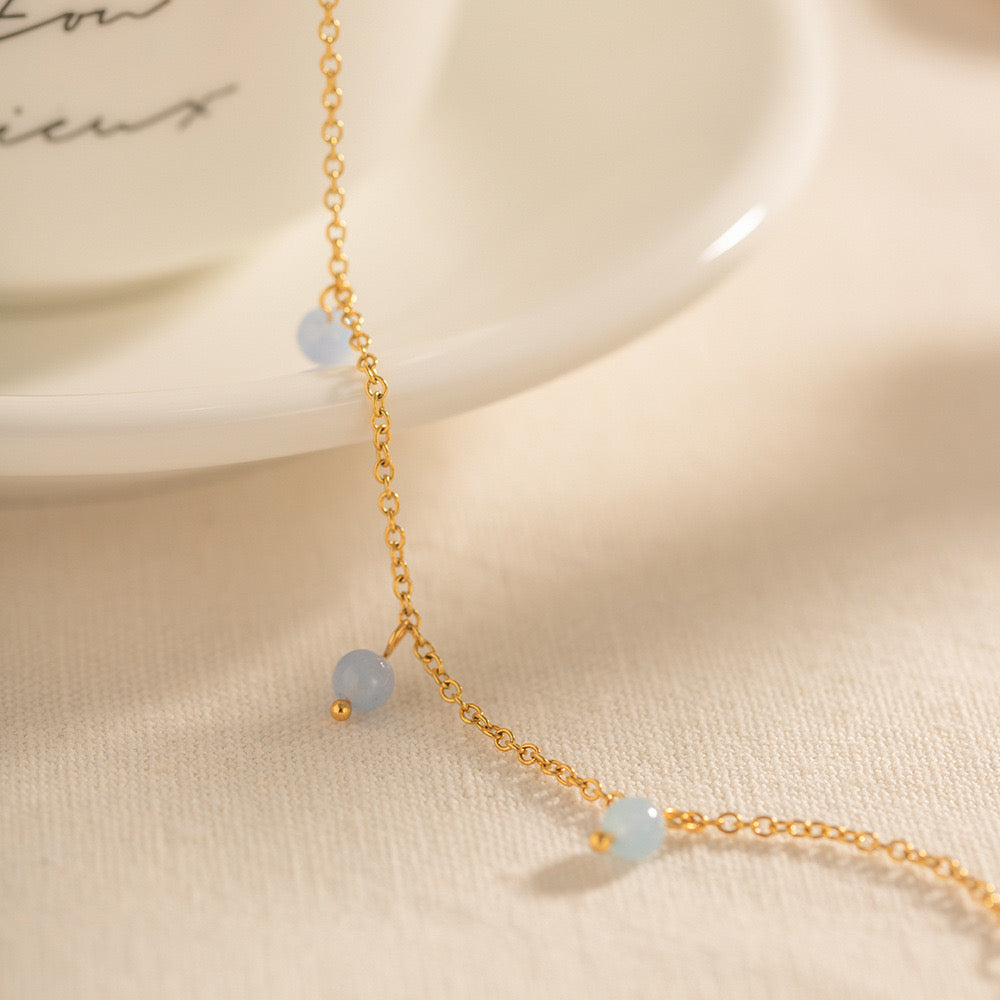 Gia Blue foggy stone anklets