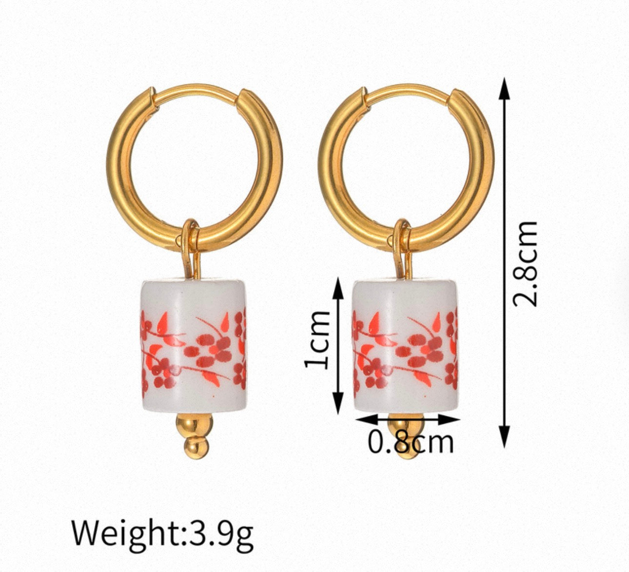 Ocean ceramic tulip hoops