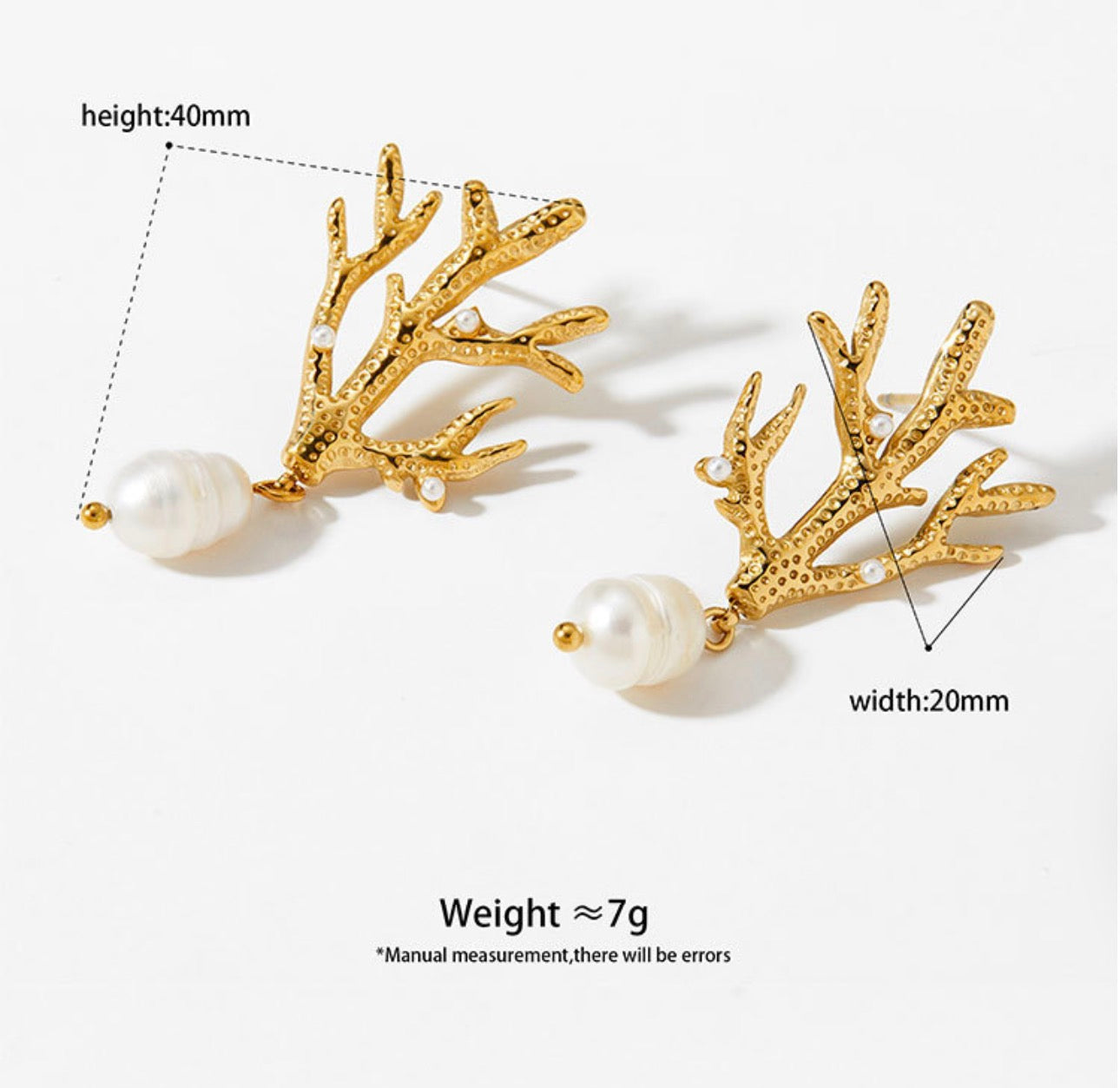 Ocean coral pearl earrings