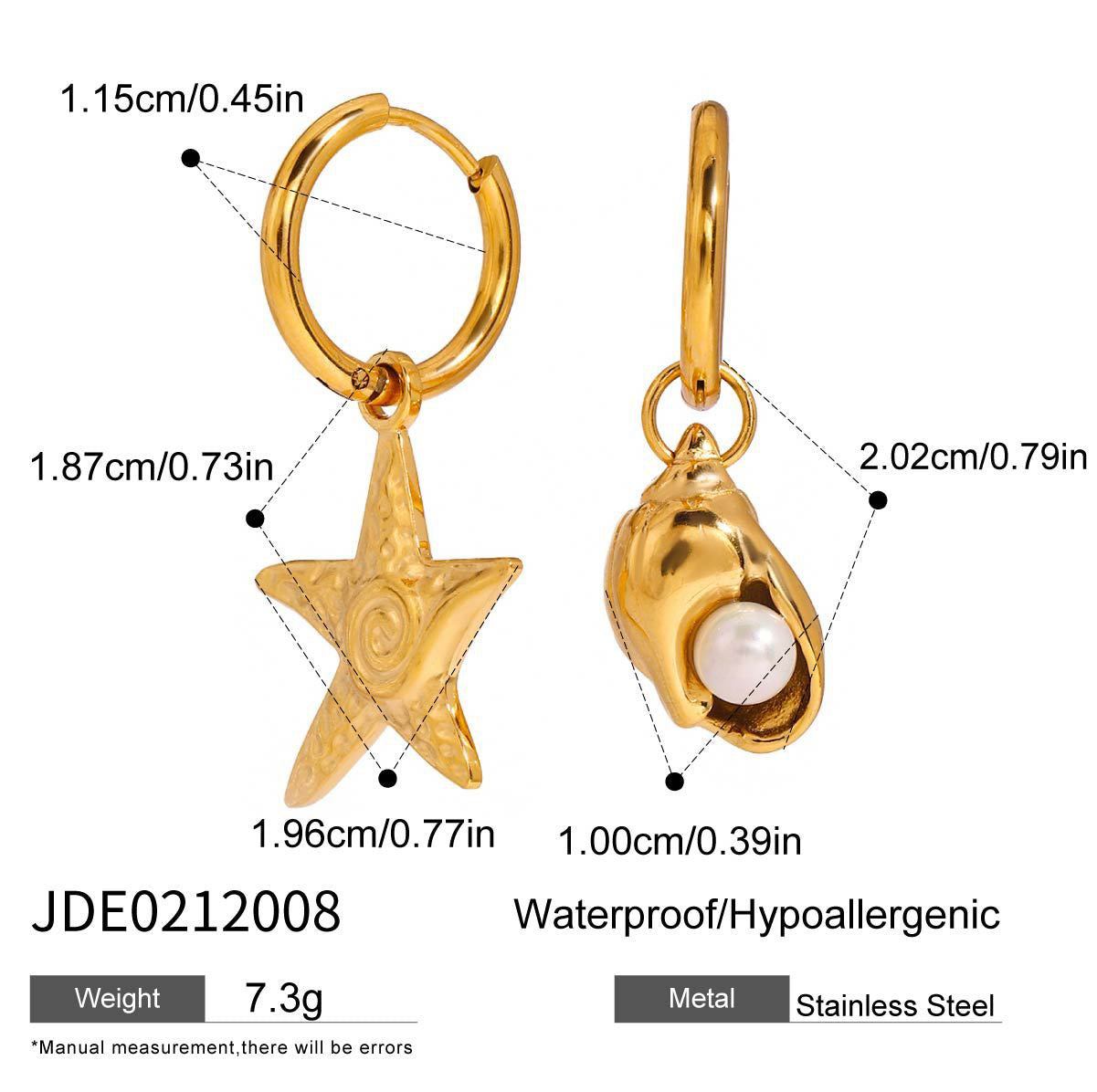 Swirl starfish shell earrings