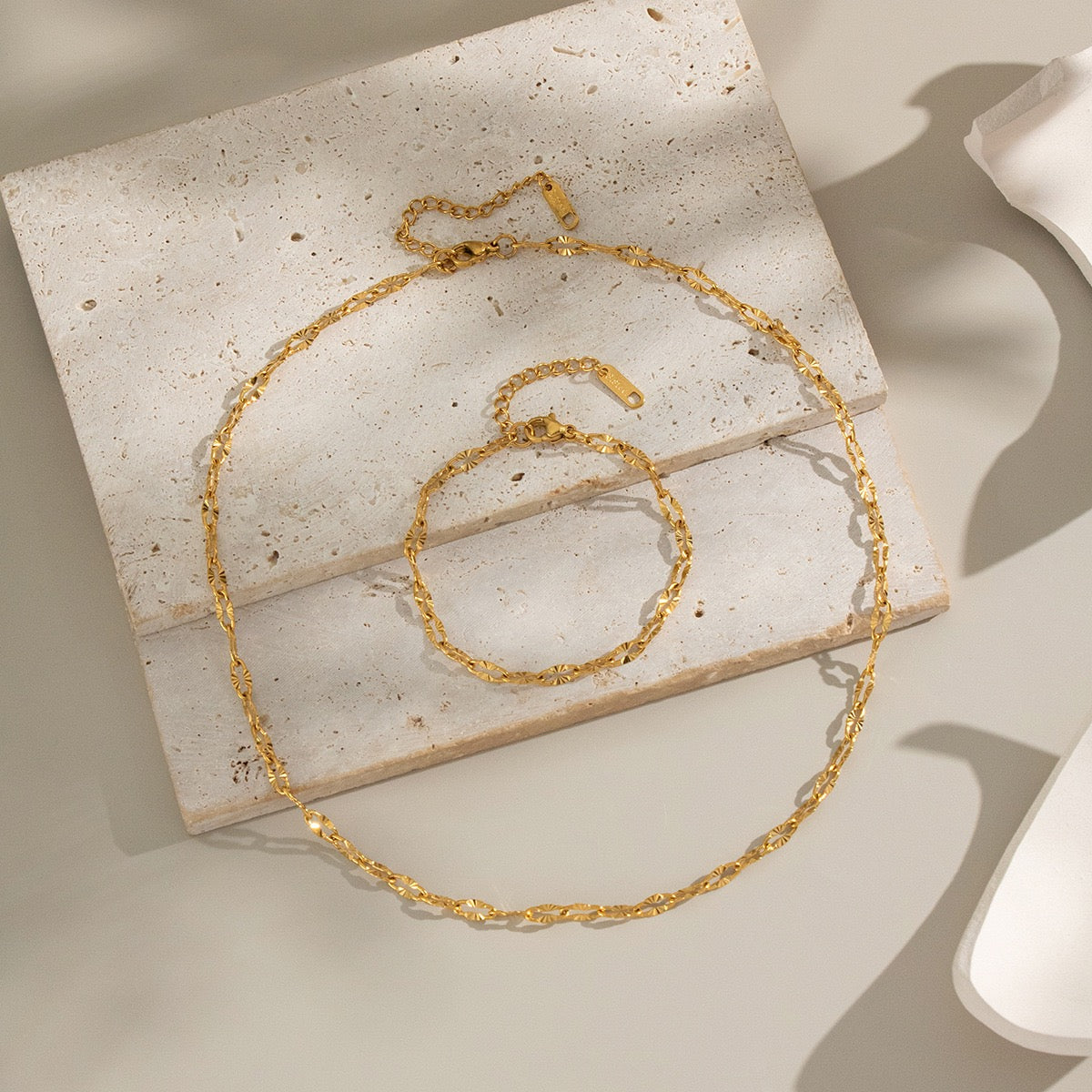 Shiny water chain necklace bracelet set