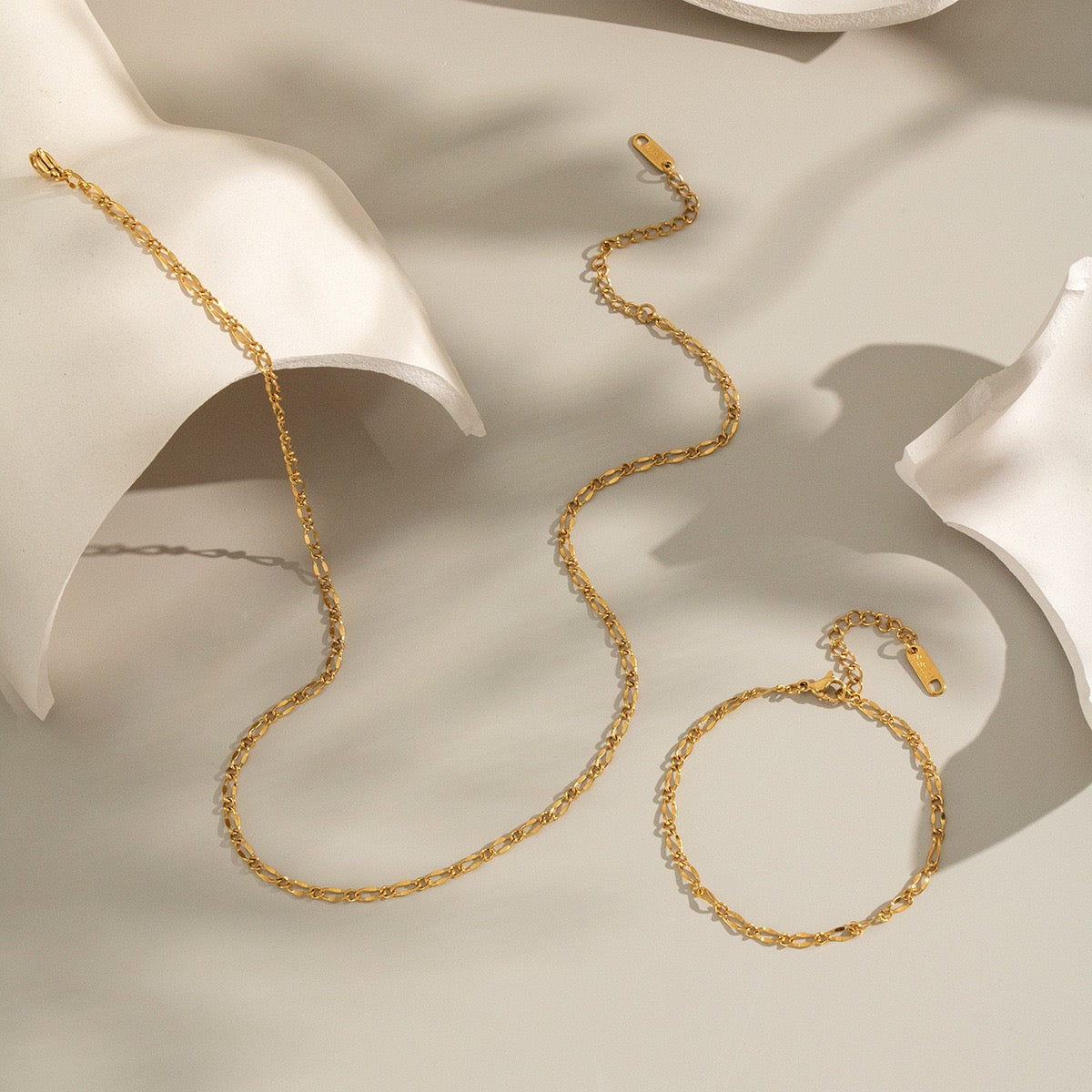 Kristen dainty chain necklace bracelet set