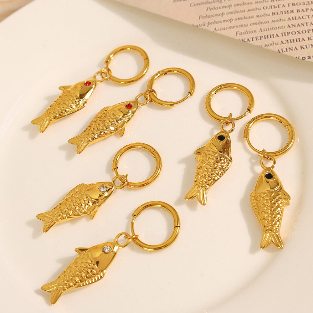 Golden fish earrings