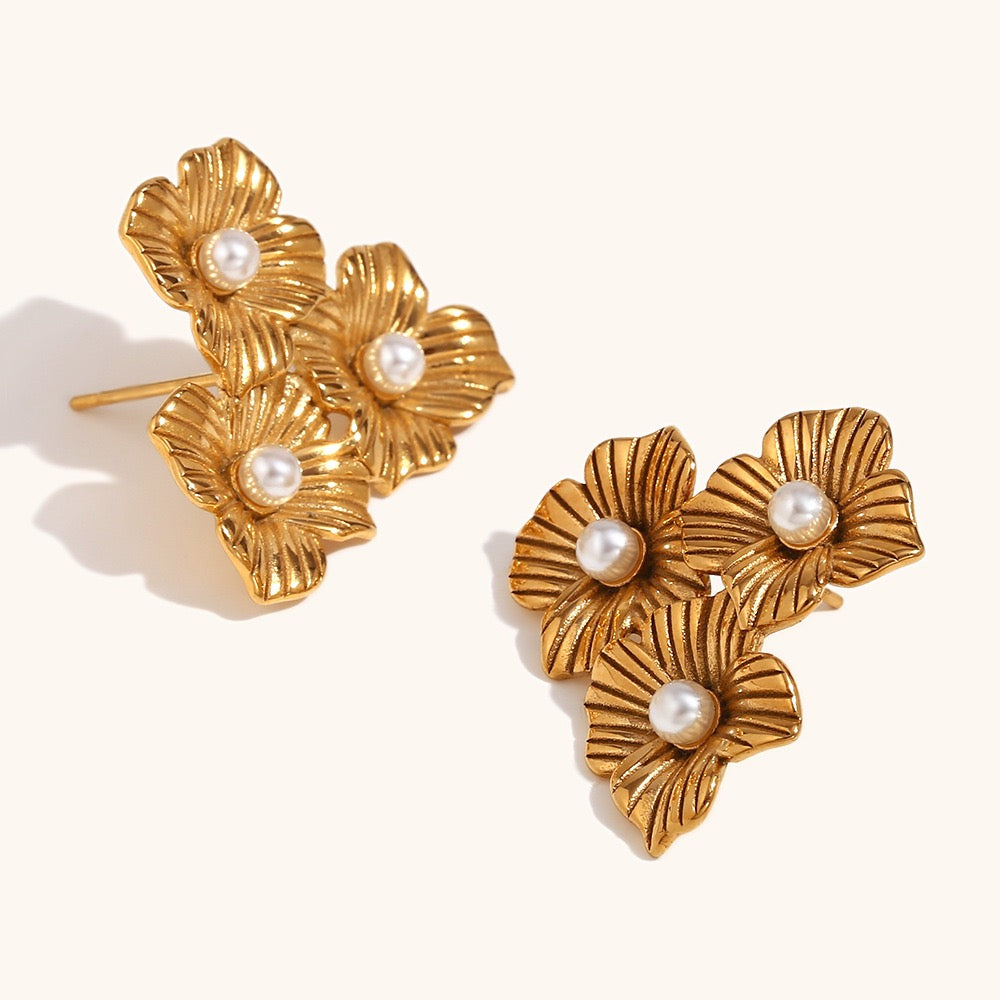 Three flowers earrings