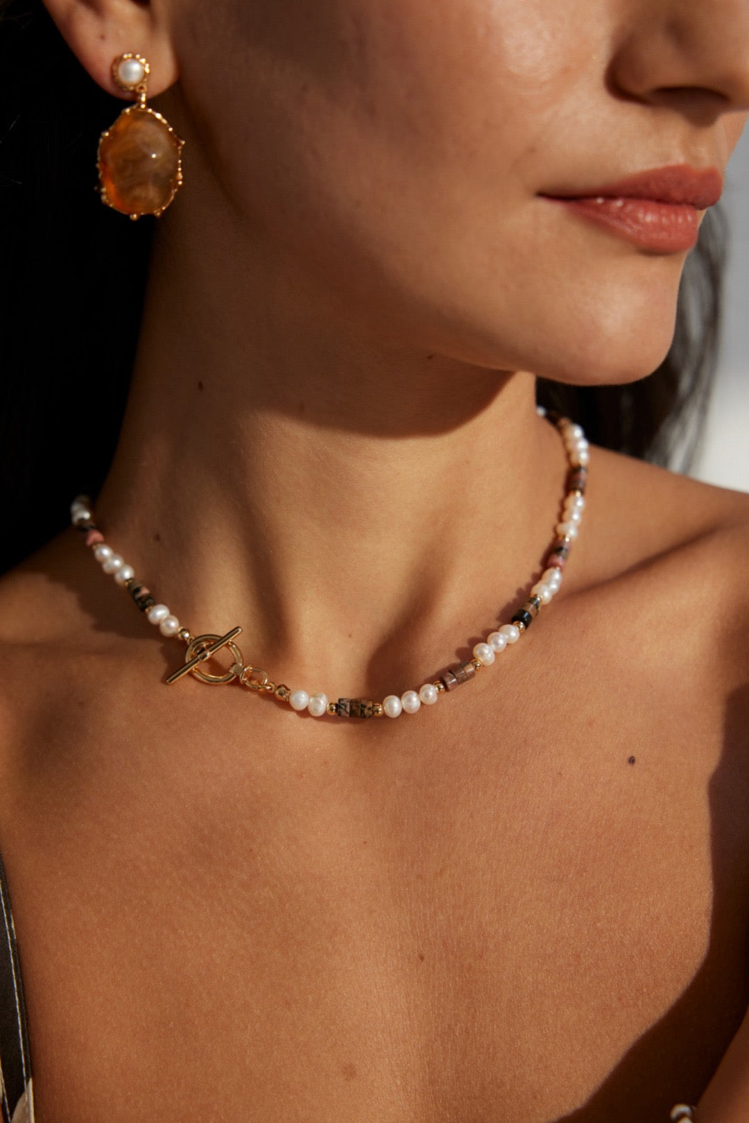 Kidman Tiger eye pearl necklace