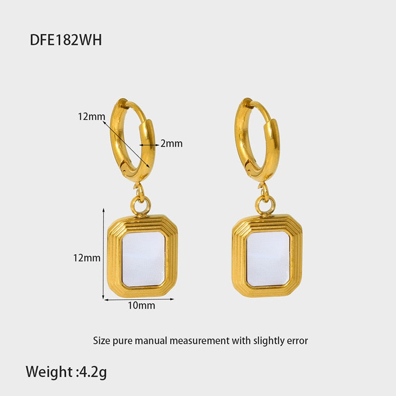 White sand hoop earrings
