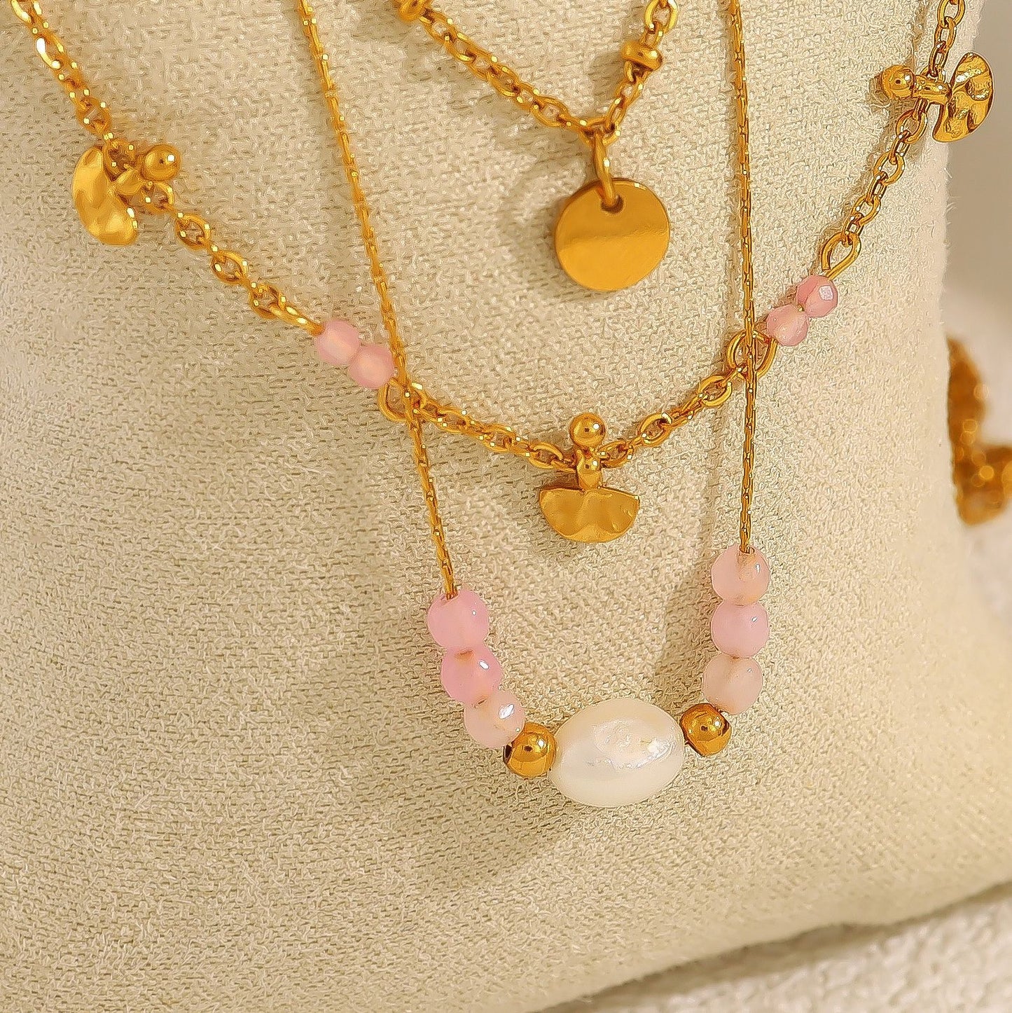 Little pink drop necklace