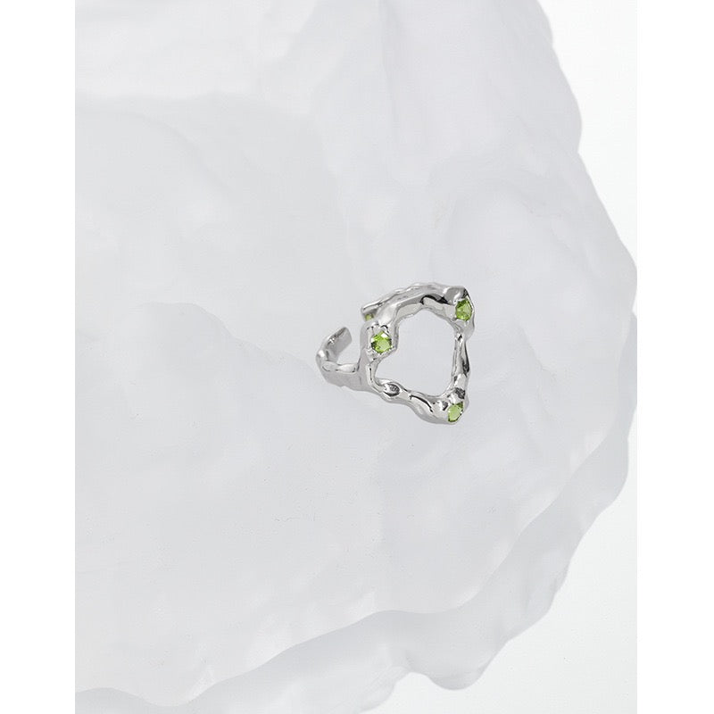 Olive hoop sterling silver ring