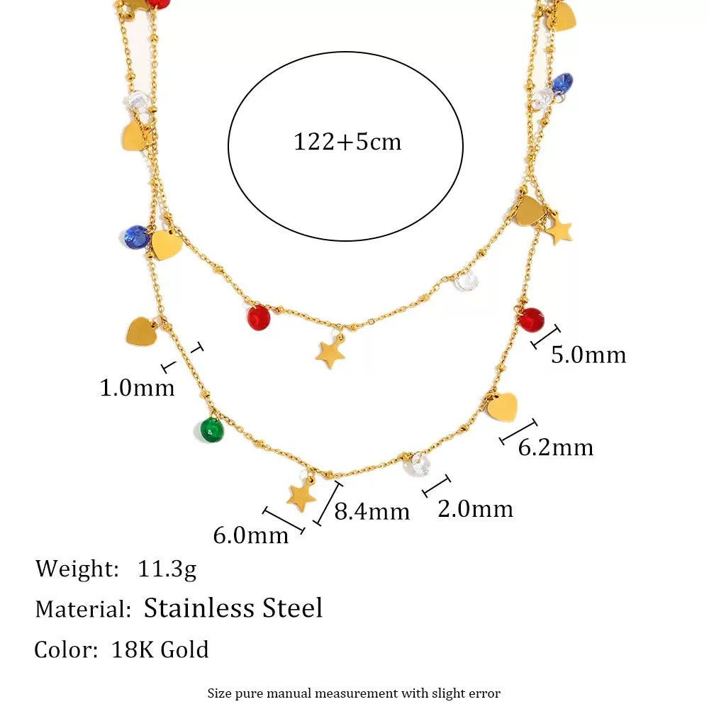 Rainbow star layer necklace