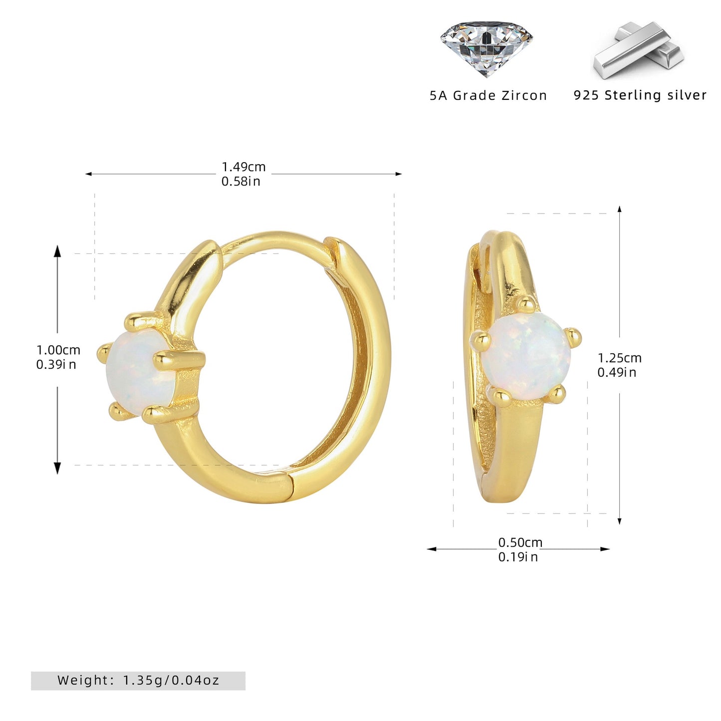 Ninami Opal sterling silver hoop earrings