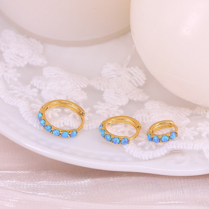 Dainty opal hoops