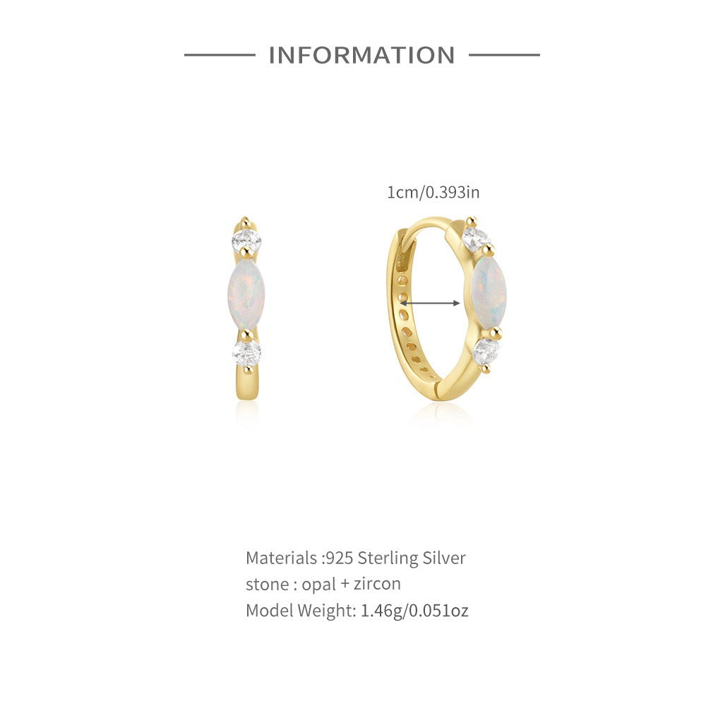 Dainty opal hoops