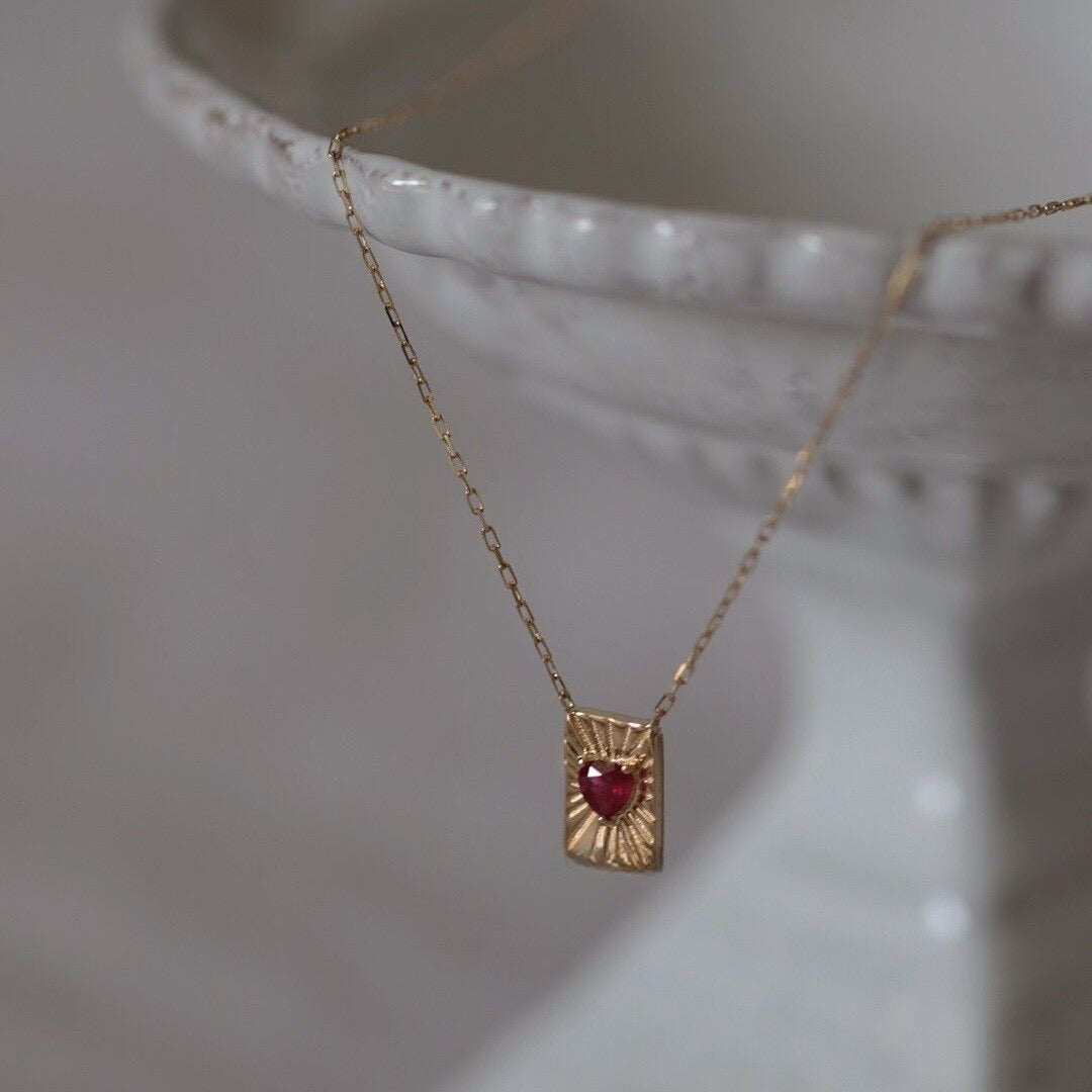 Red heart sterling silver necklace