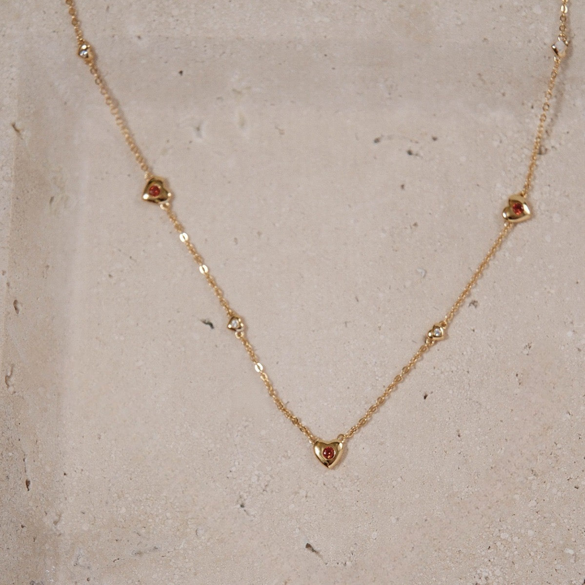 Red heart dainty necklace