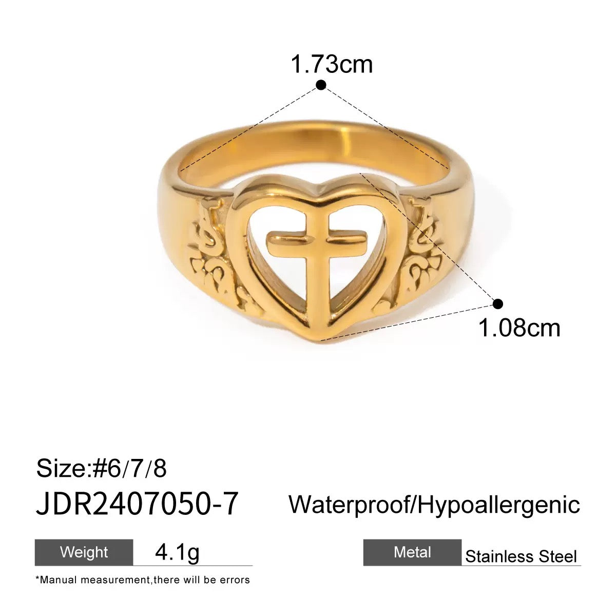 Boise Cross heart rings