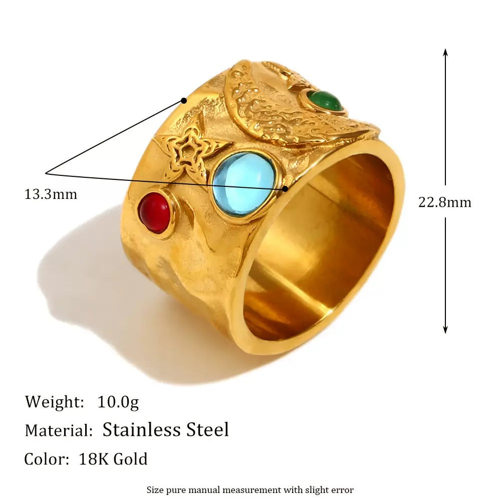 Majoris star moon blue ring