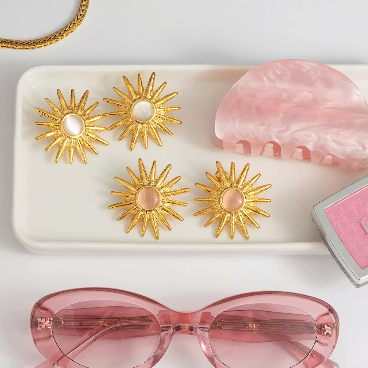 Moonstone sun earrings