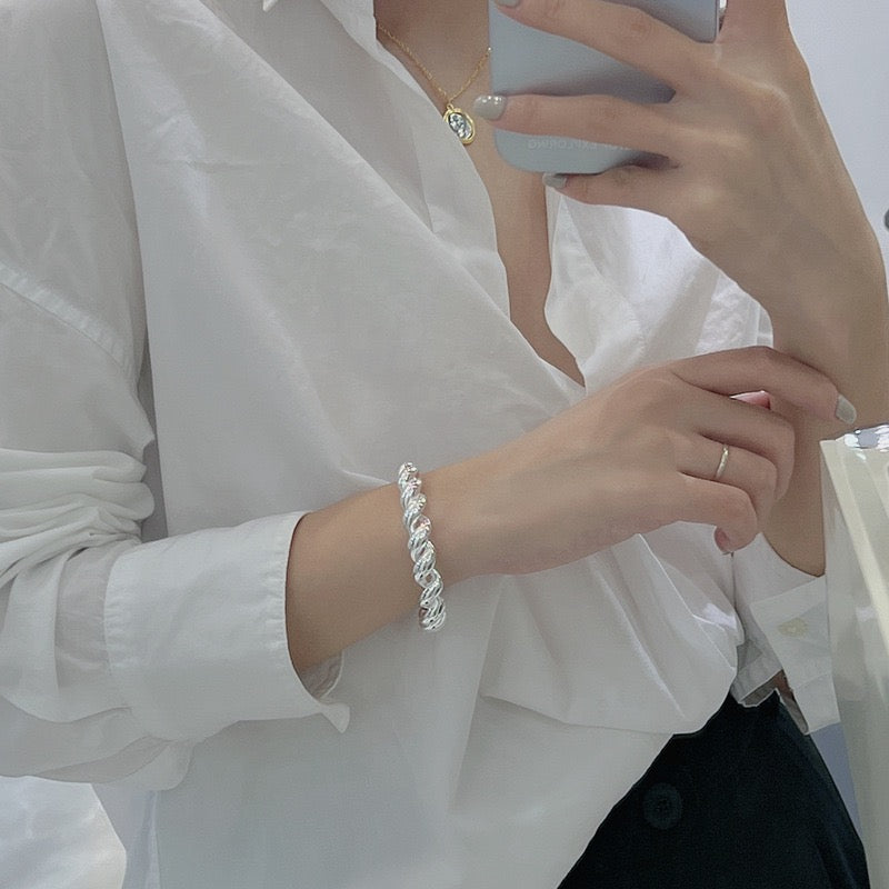 Sterling silver Handmade braid bangle