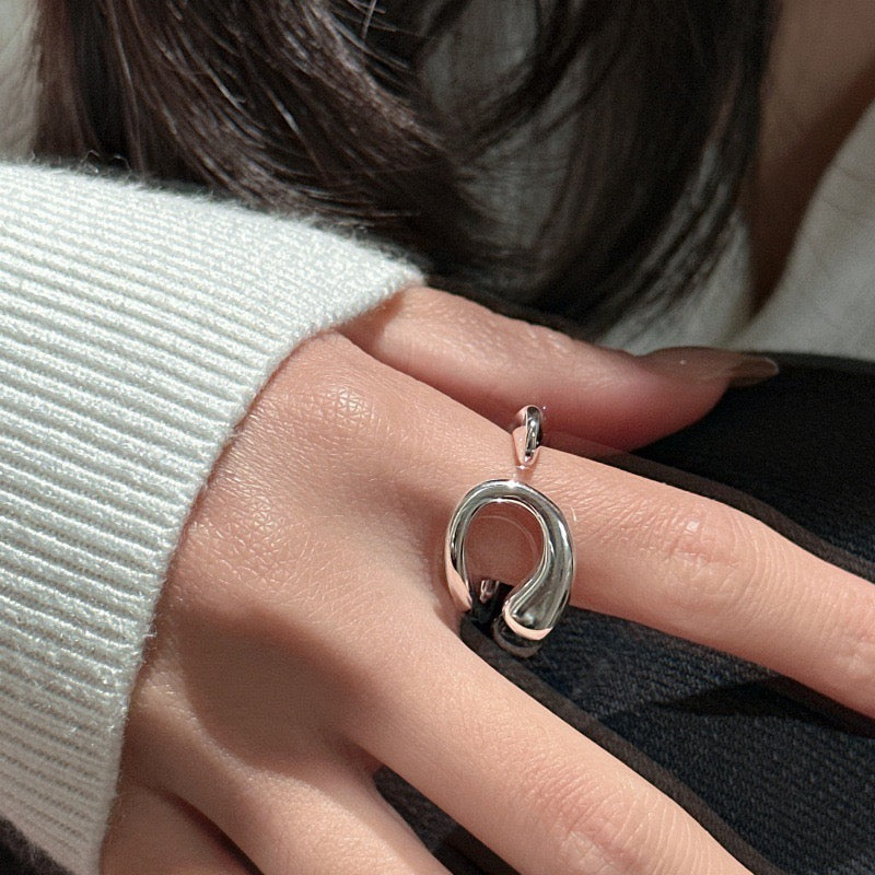 Sterling silver big wave ring