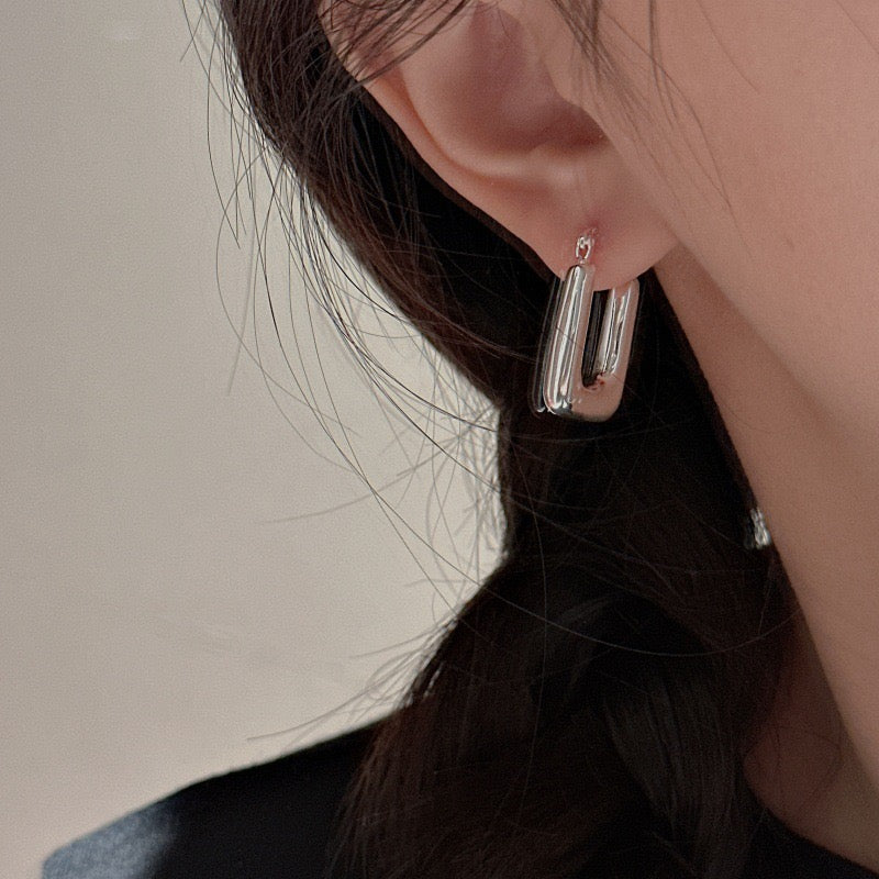 Sterling silver square hoops