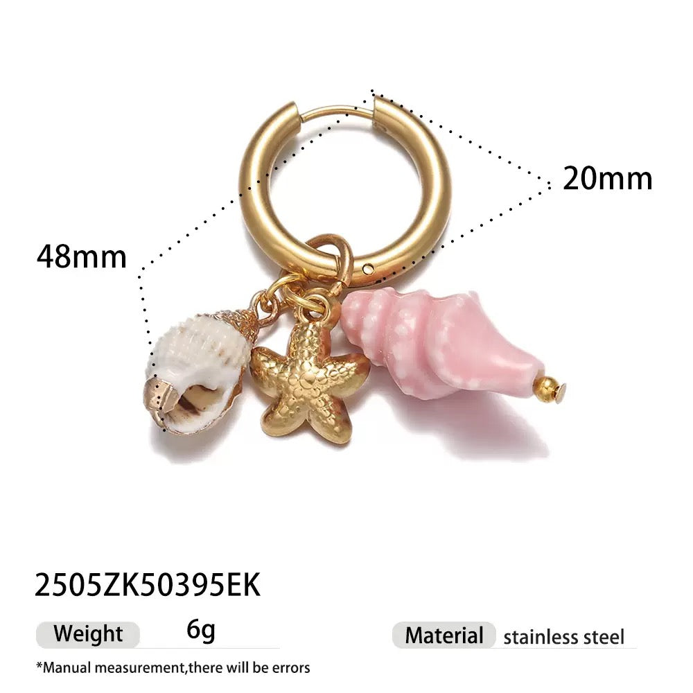 Pink charm ocean earrings