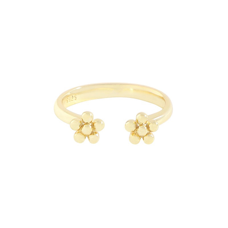 Twin flower silver rings