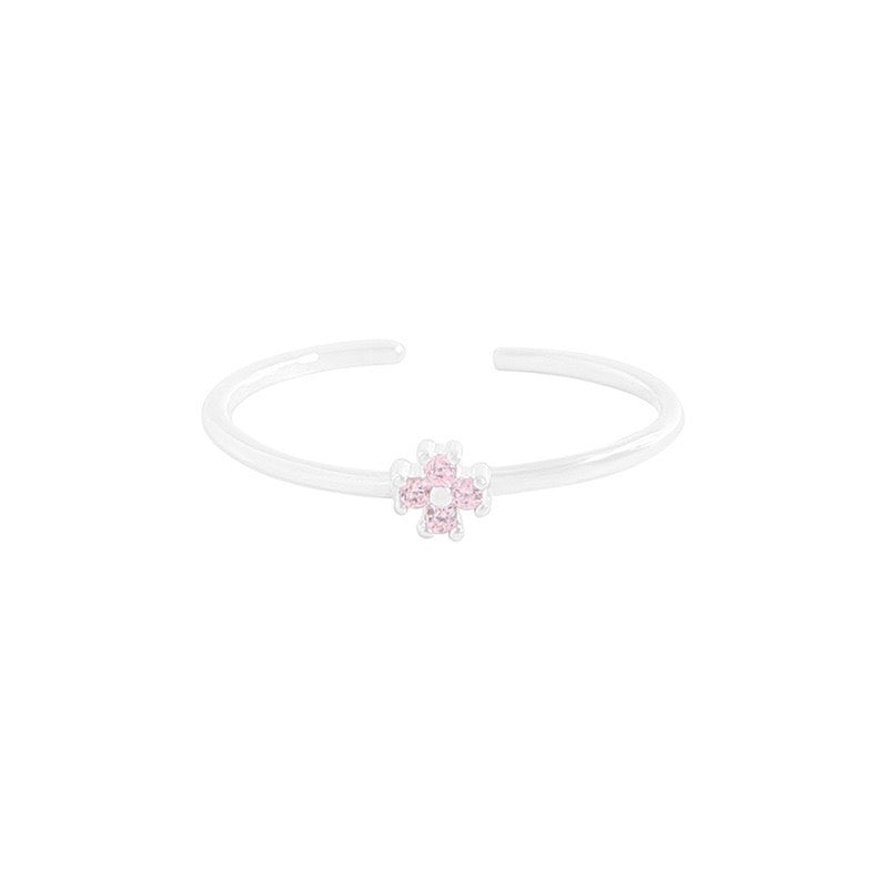 Dainty flower silver ring