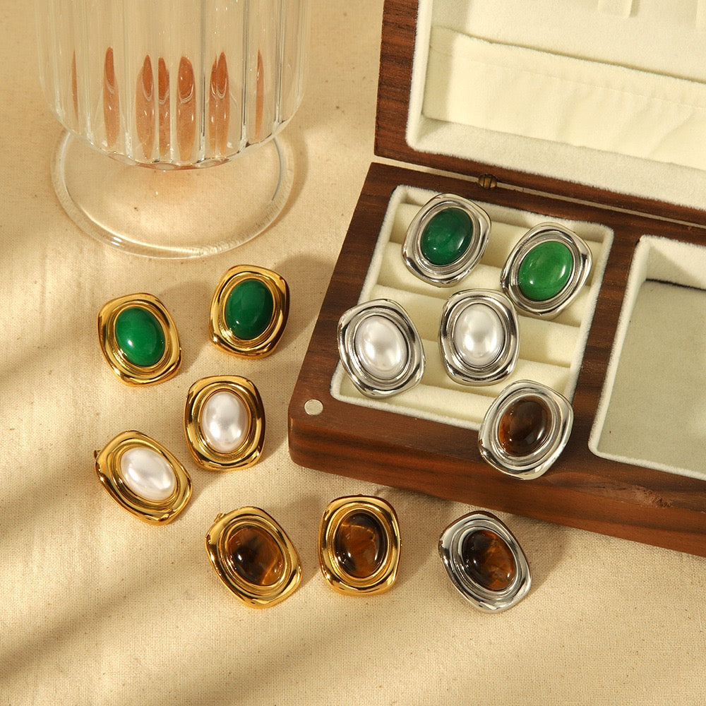 Square stone earrings