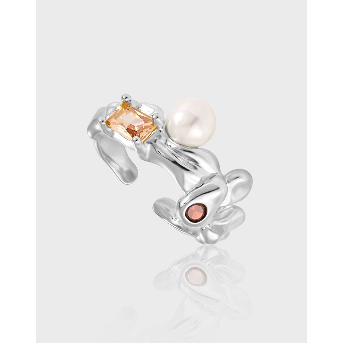 Mango pearl sterling silver ring