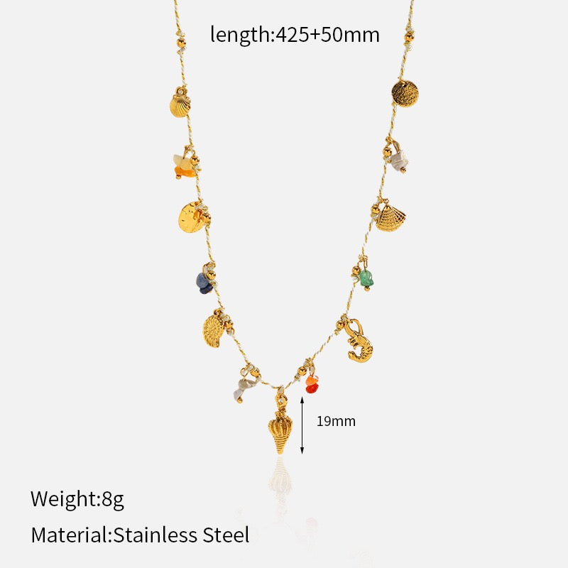 White rope charm necklace