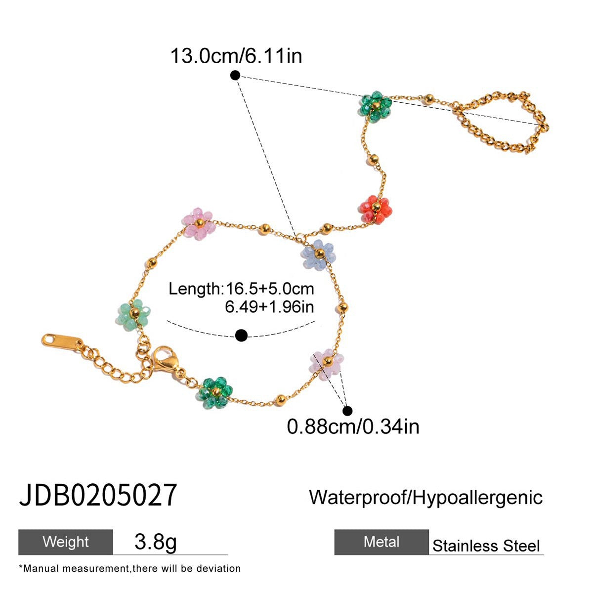 Rainbow flower hand chains