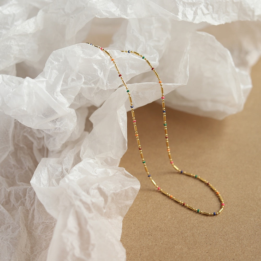 Dainty rainbow beady necklace