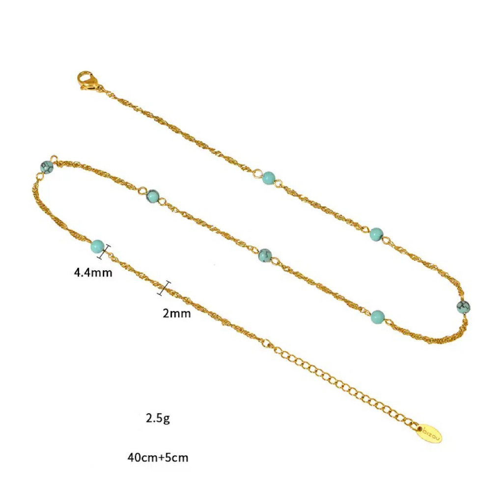 Blue turquoise dainty necklace