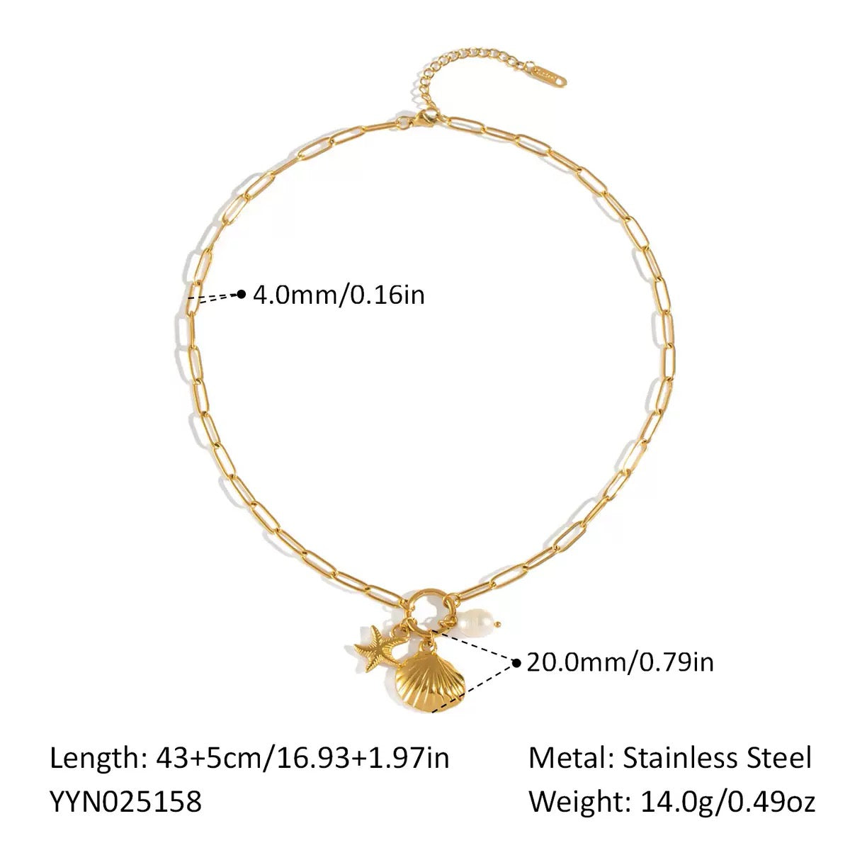 Bondi seashell pendants charm necklace