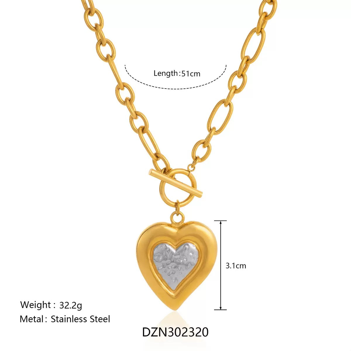 Two tones heart necklace