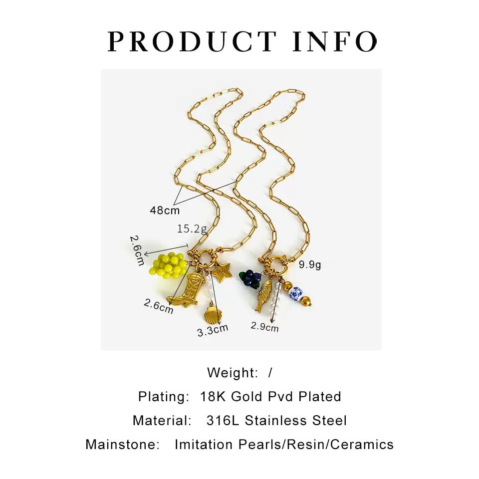 Green grape charm necklace