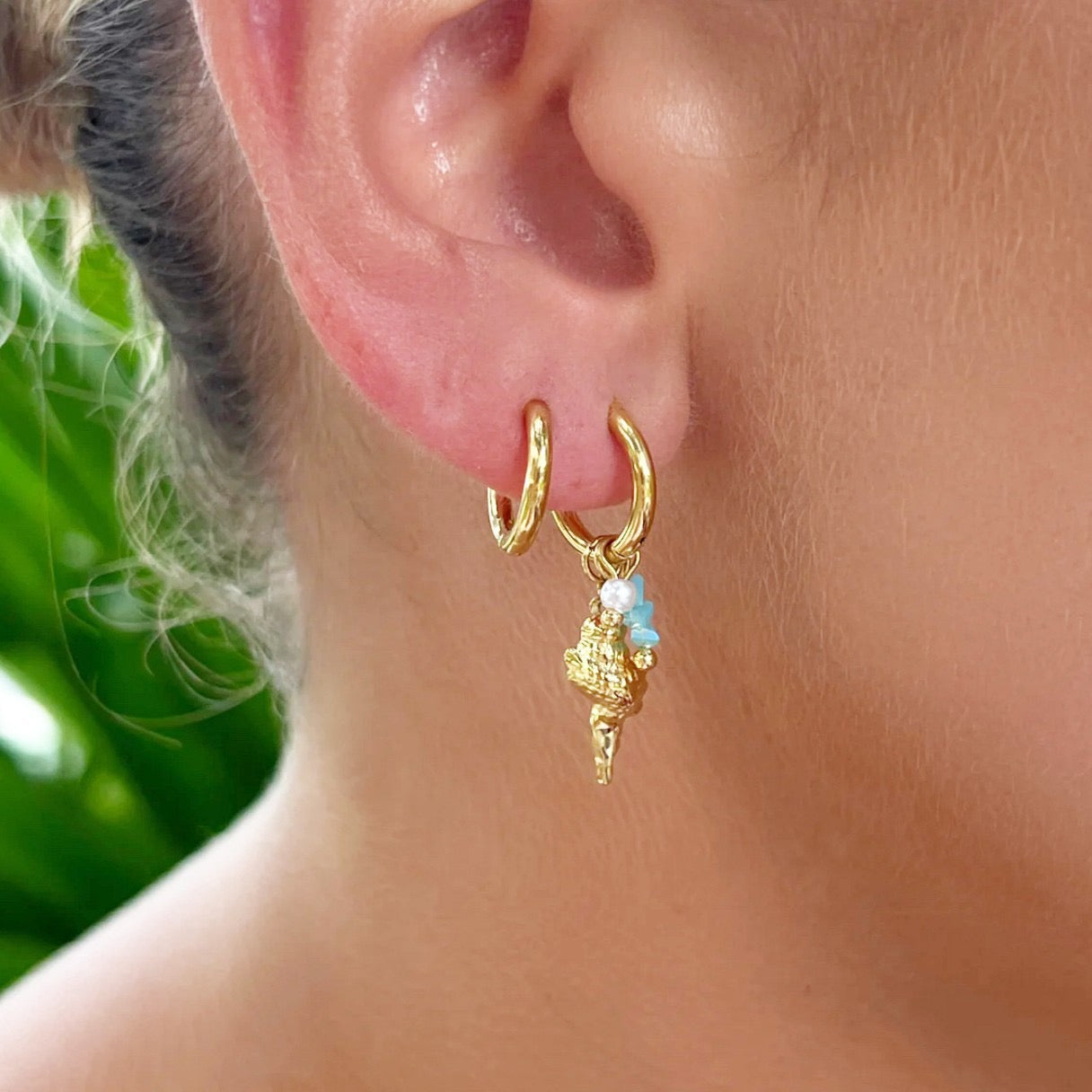 Sea snail beady hoops