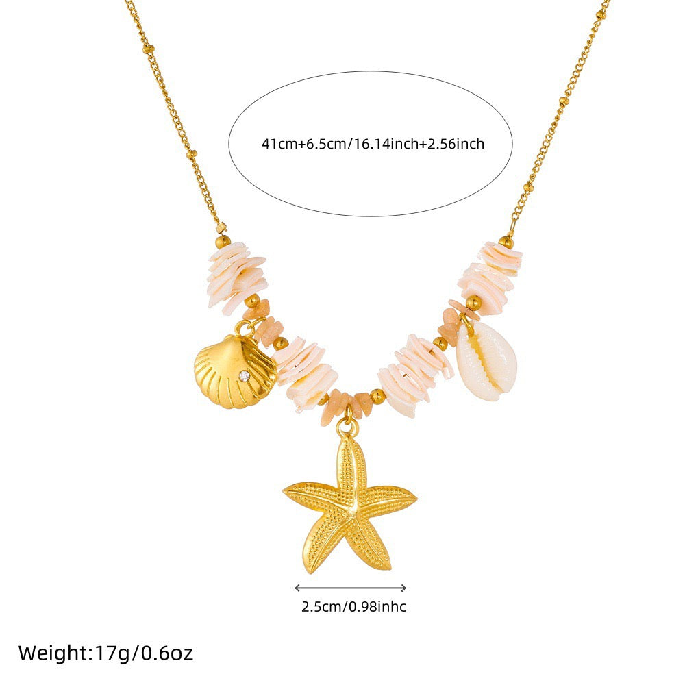 White shell starfish necklace