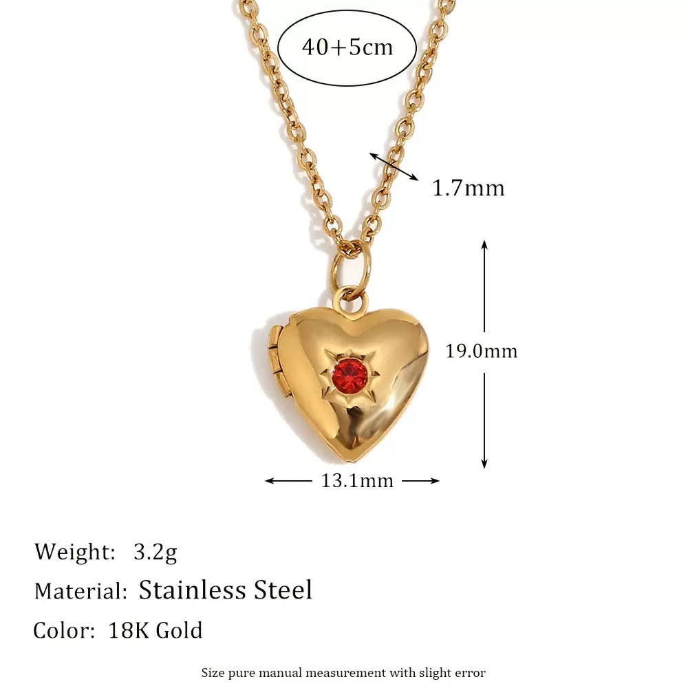 Red heart locket necklace