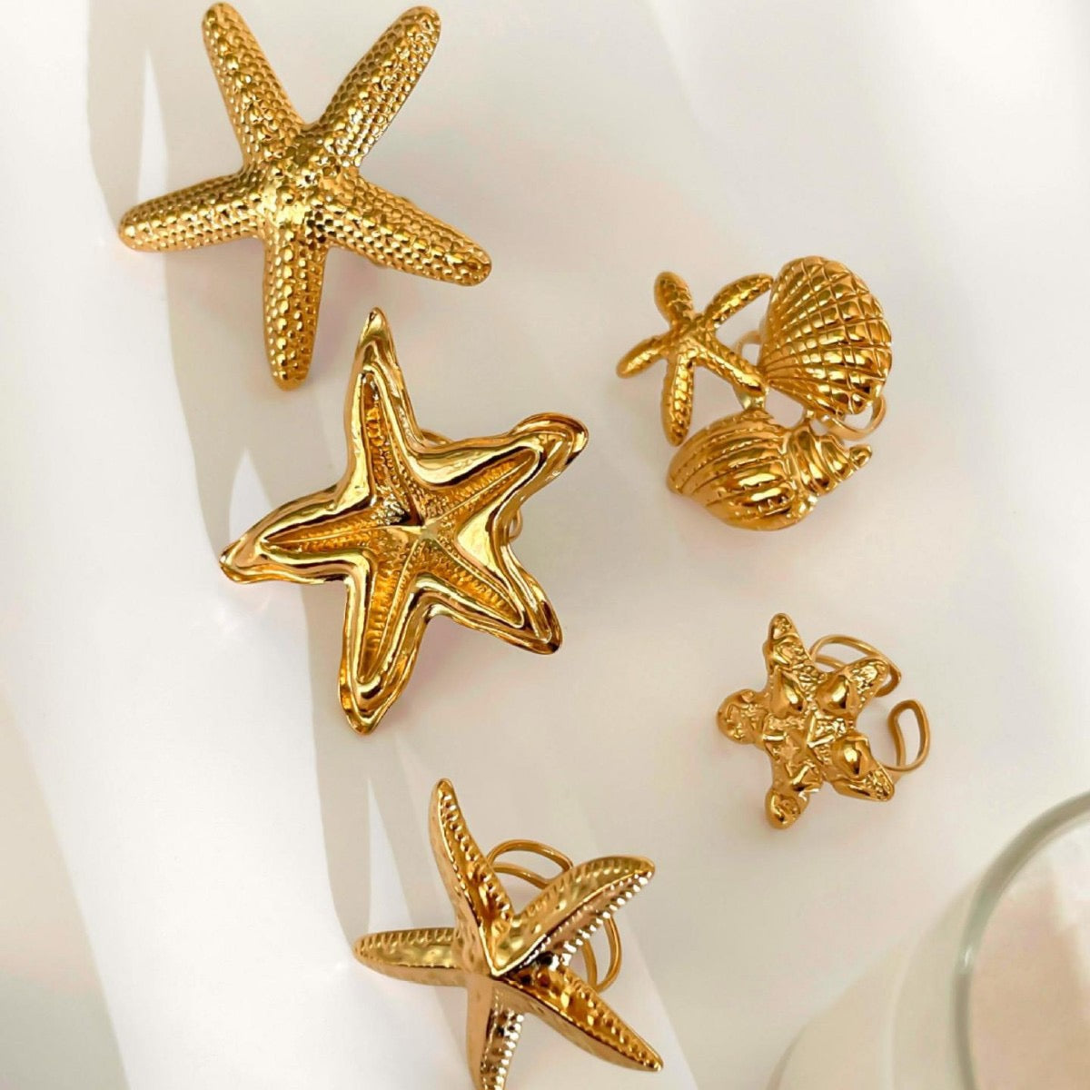 Big statement starfish rings